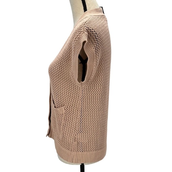Alfani Great Escape Button Front V Neck Open Knit Vest - Tan - size PP (XSP) - Picture 4 of 10